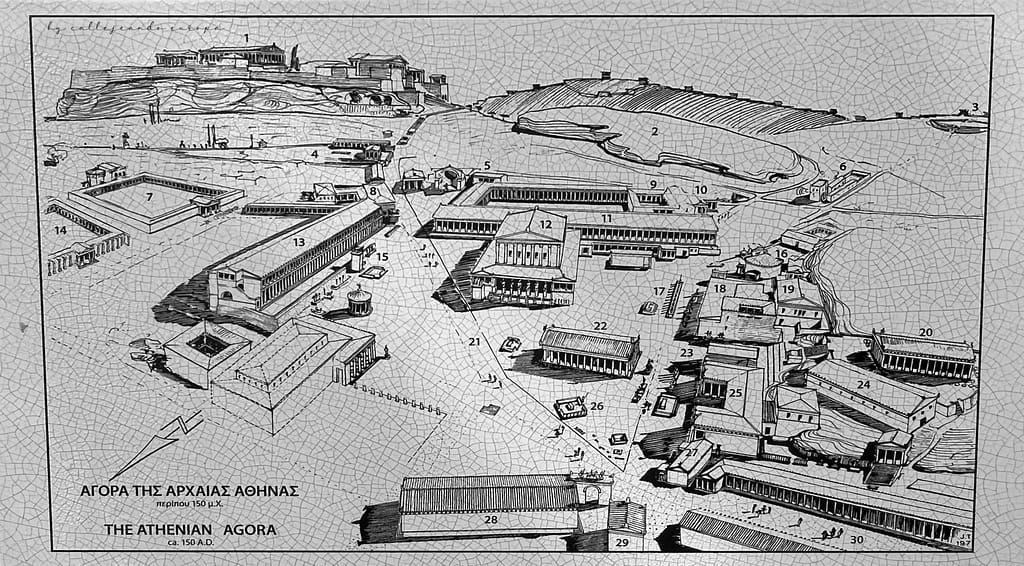 MAPA DEL AGORA ANTIGUA EN ATENAS